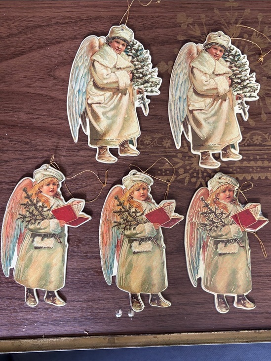 Other - Vintage Angel Christmas Ornaments – vintage heavy cardboard (Set of 5)